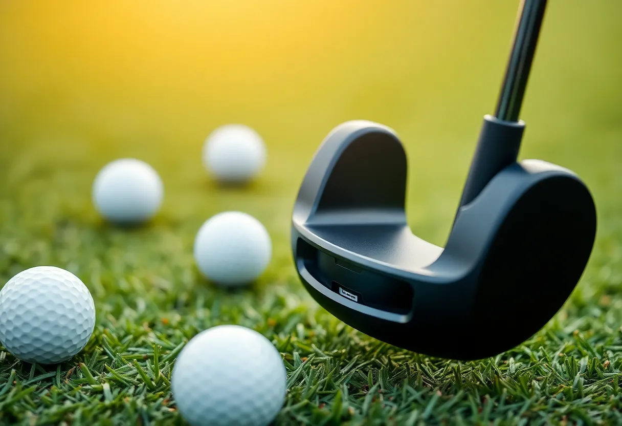 New Odyssey chipper displayed on a golf course