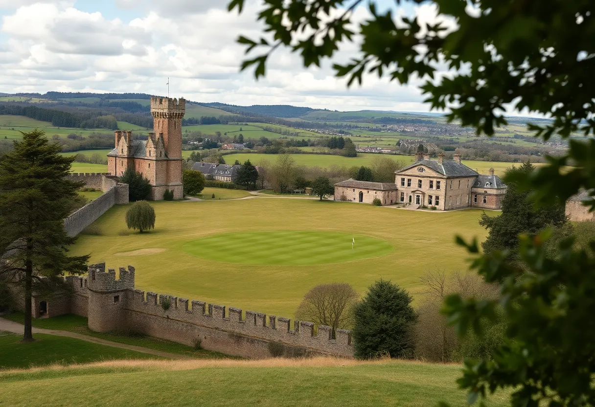 A stunning view of one of the world's oldest golf courses with historic features.
