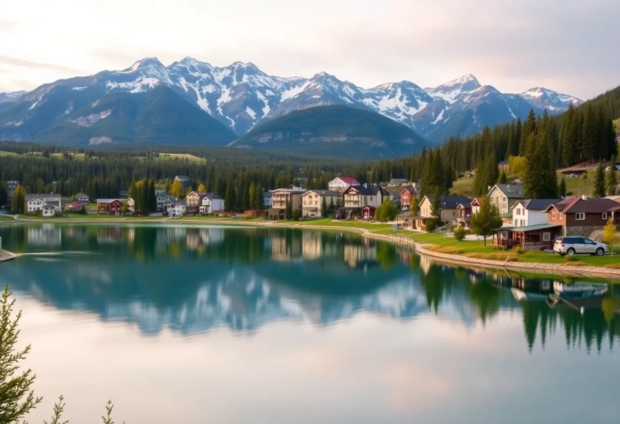 Scenic landscape of affordable retirement towns in Alberta
