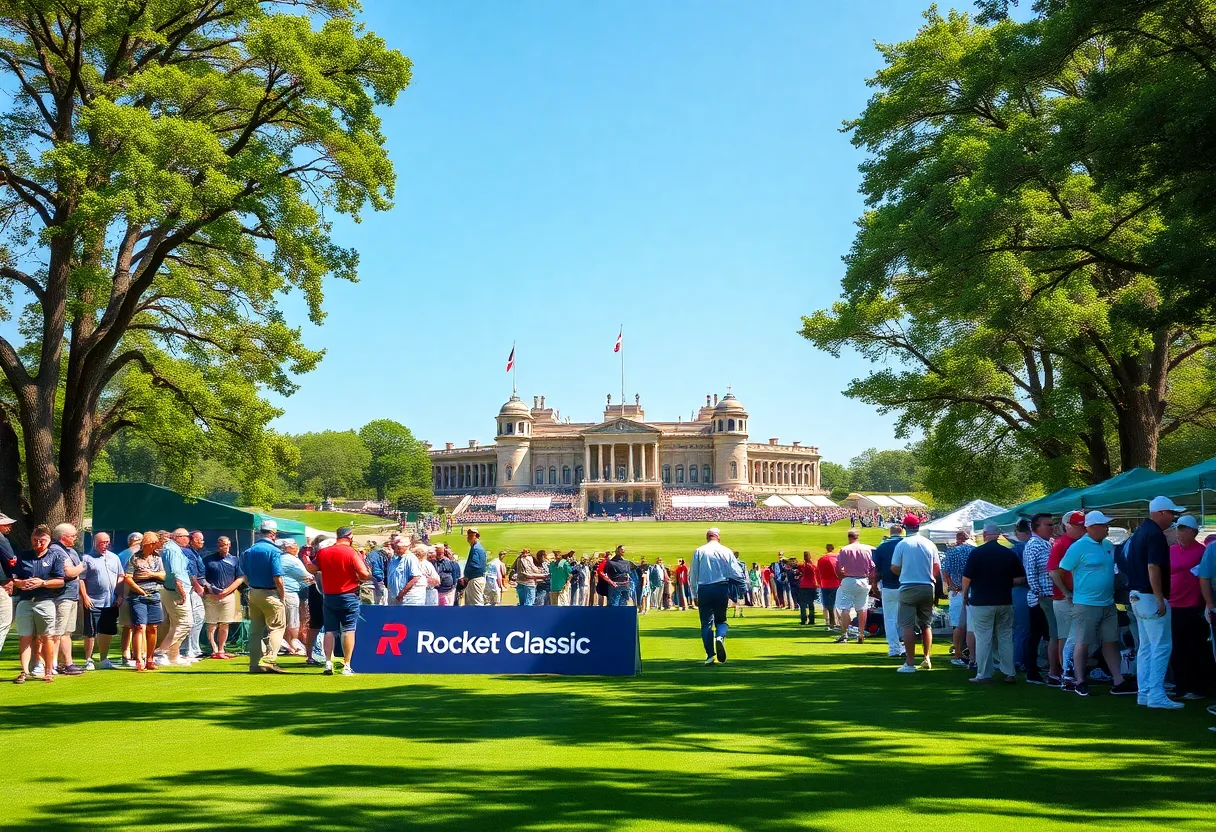 Spectators and players at the 2025 Rocket Classic golf tournament