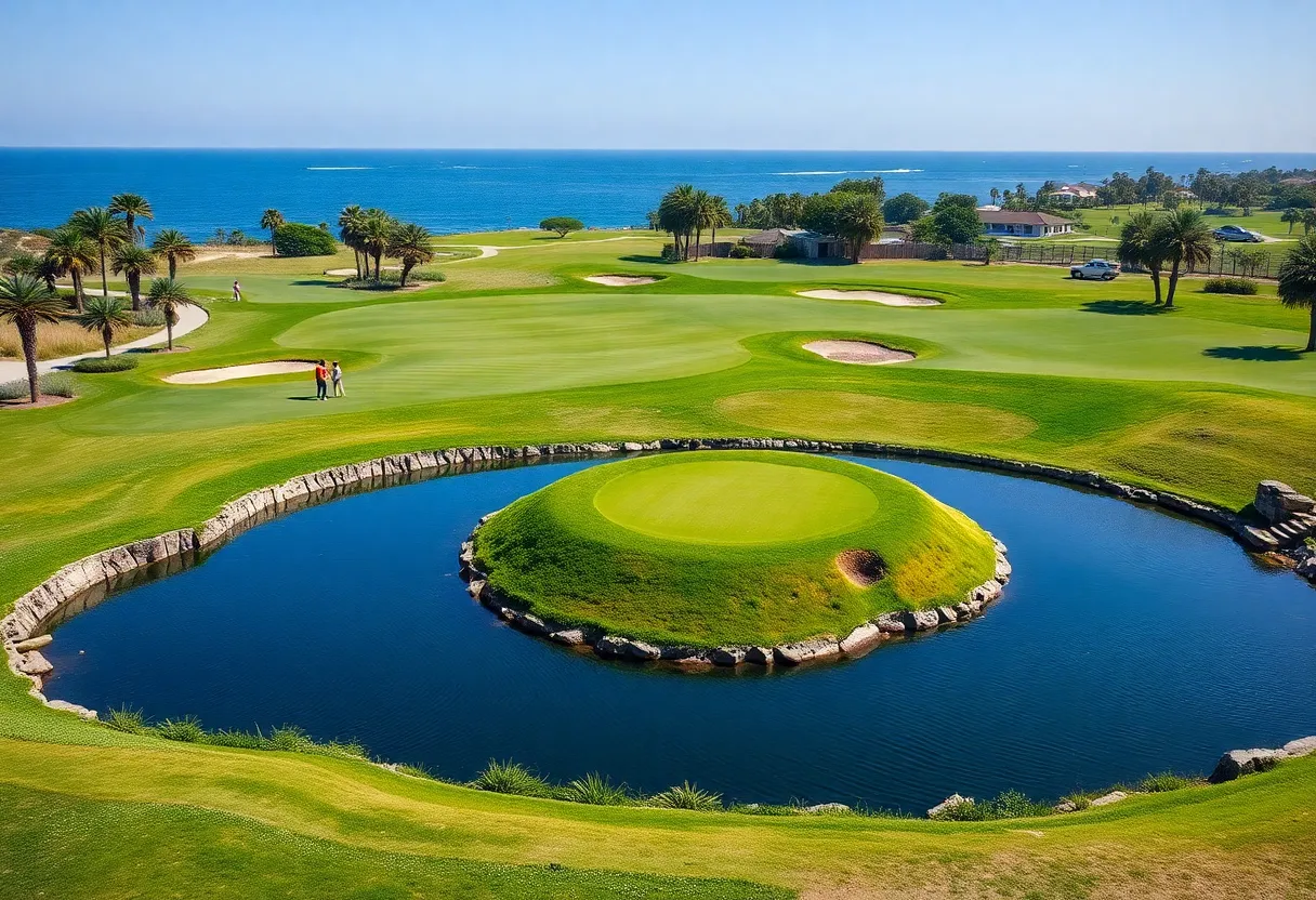 Renovation work at Salgados Golf Club with lush greenery and construction