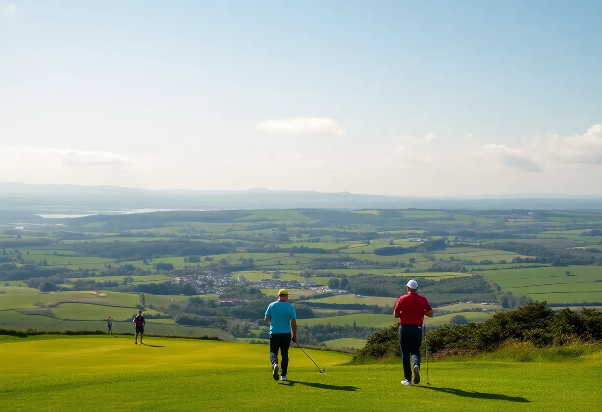 Golf enthusiasts at a picturesque golf course in Ireland