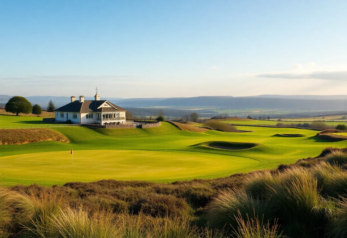 Lush green fairways of a top golf course in Great Britain