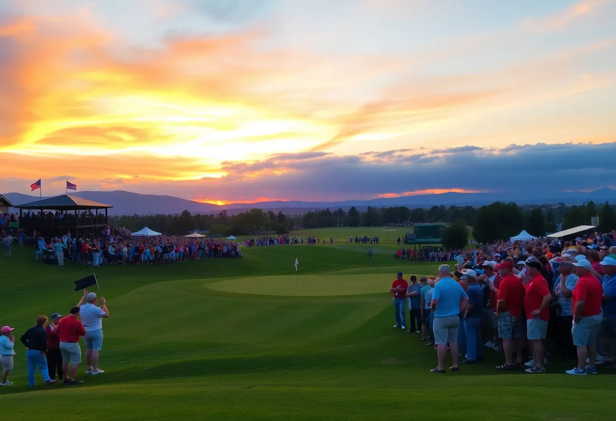 Fans cheering at the Travelers Championship golf event