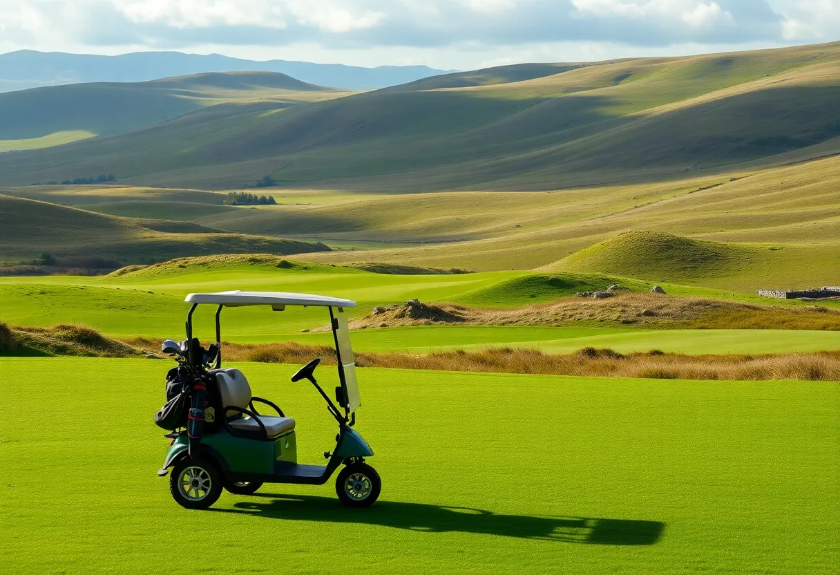 Lush green landscape of Waterville Golf Links in Ireland