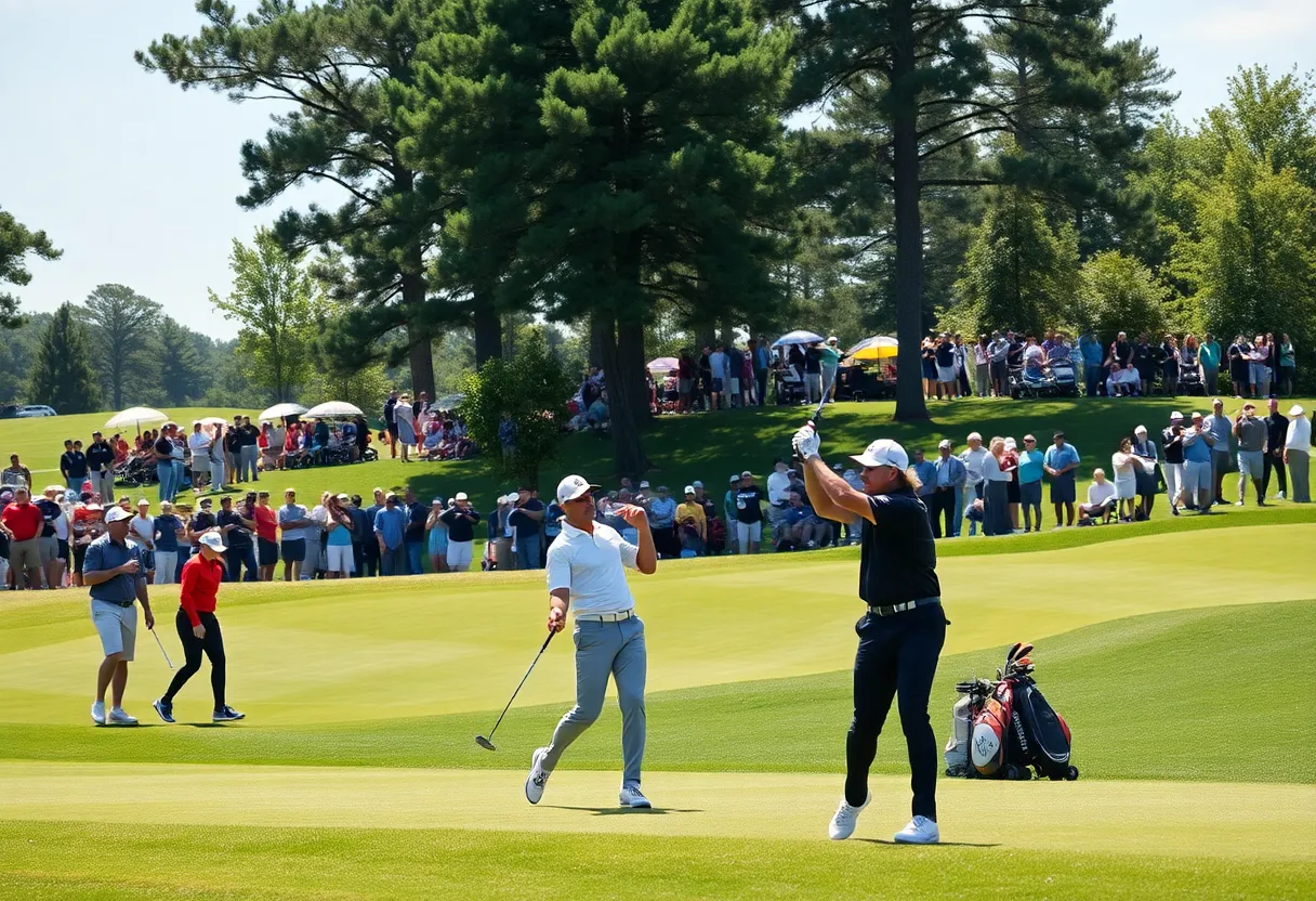 Spectators watching a golf tournament