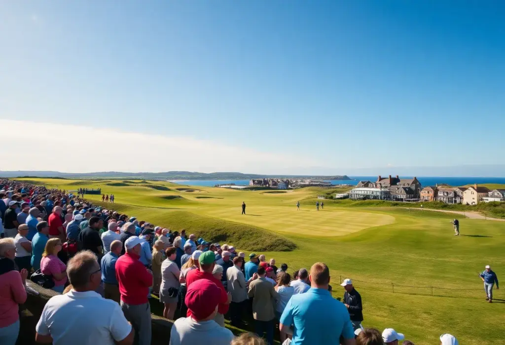 Spectators enjoying the golf tournament at Royal Portrush