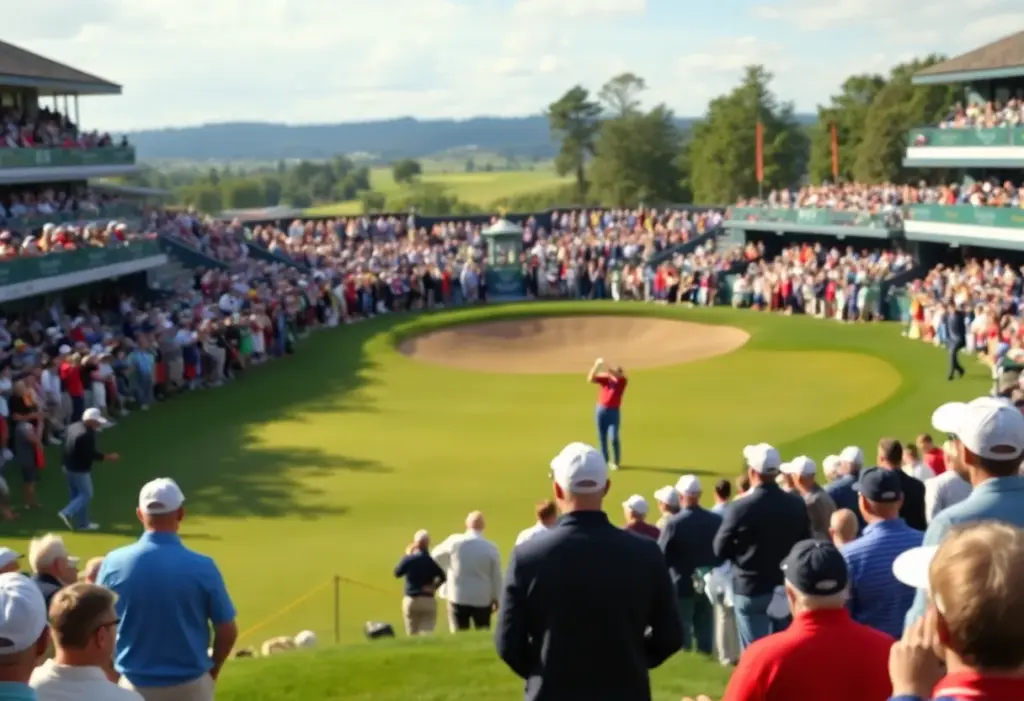 Golf tournament action at the 2025 Ryder Cup