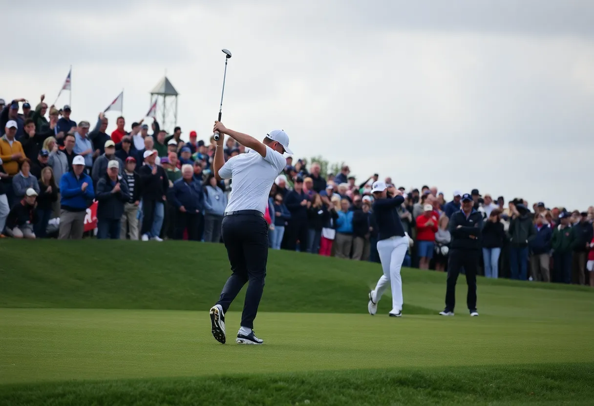 Europe celebrates winning the 2025 Ryder Cup at Bethpage Black.