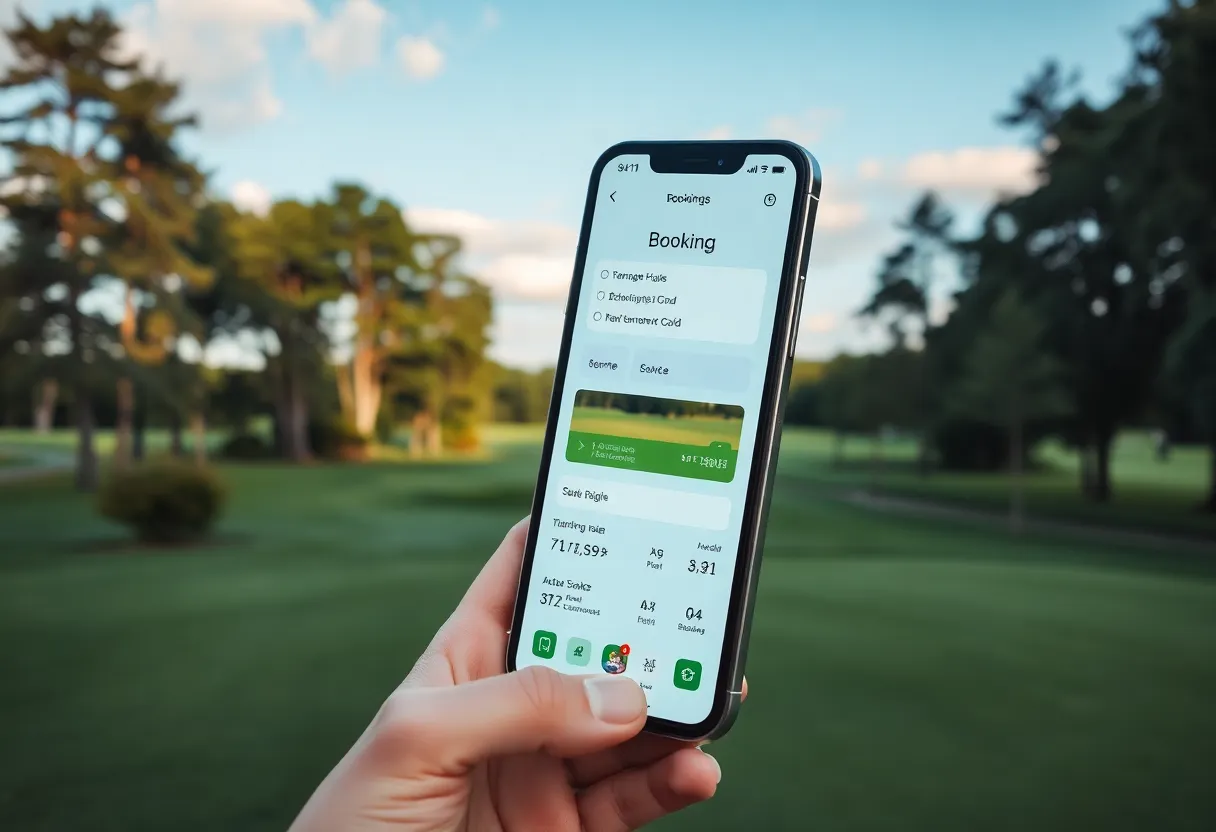Modern golf course with AI booking interface