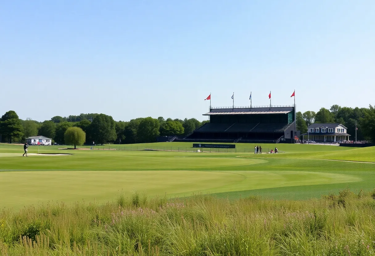 Construction site at Bethpage Black Golf Course for Ryder Cup 2025