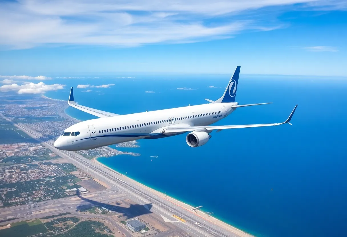 Boeing 737 MAX departing Newark Airport heading to Punta Cana