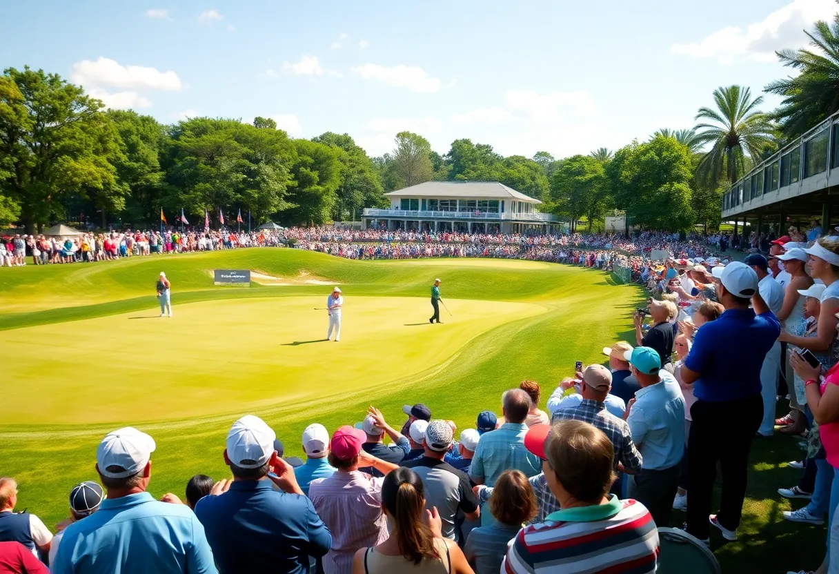 Golf tournament scene with fans at the LPGA Championship