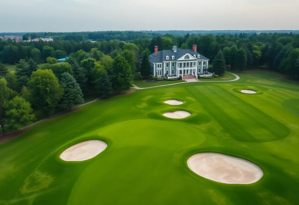 Aerial view of Chart Hills Golf Club showcasing the golf course layout and clubhouse