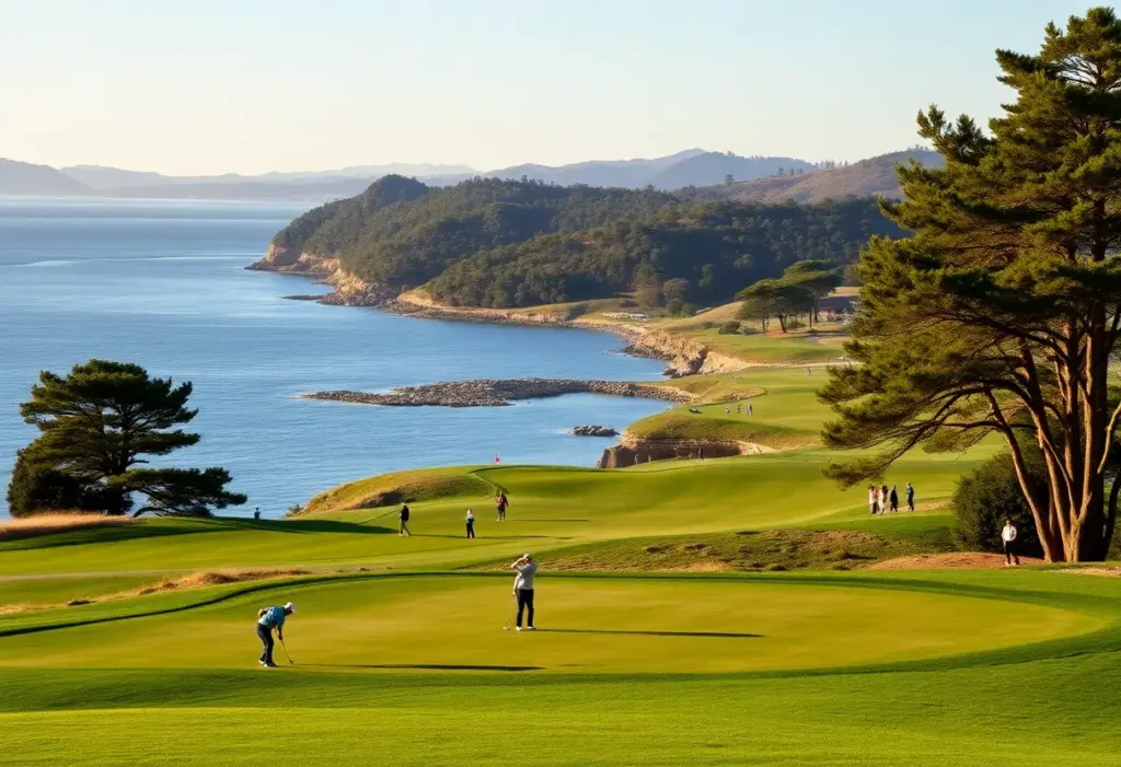 Players on the beautiful Cypress Point Club golf course during the Walker Cup