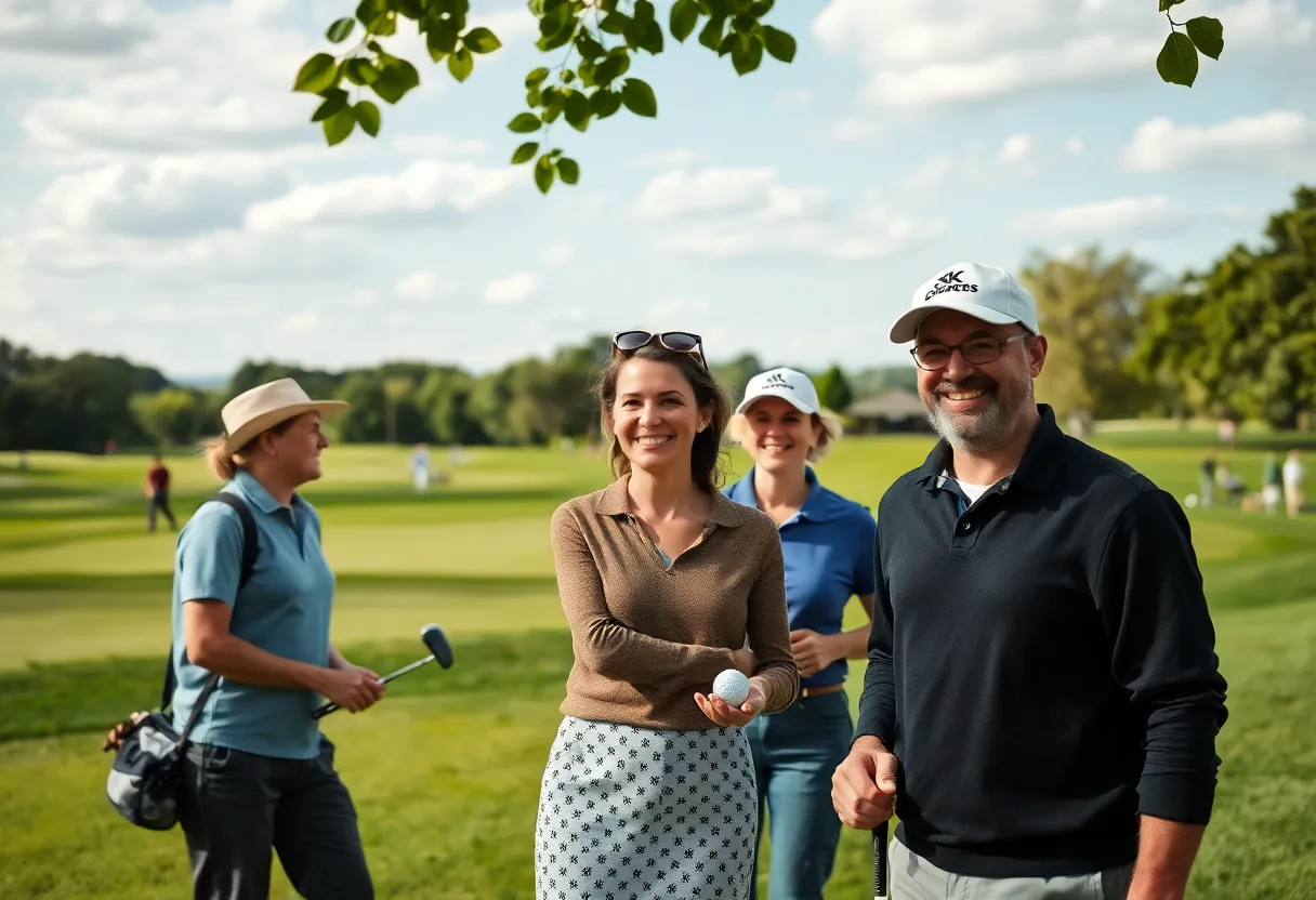 Golfers enjoying a friendly round of golf on a beautiful course