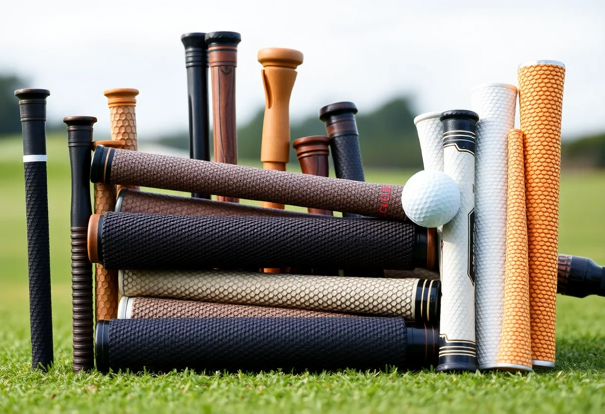 An assortment of various golf grips with differing textures and sizes, perfect for choosing the right one.