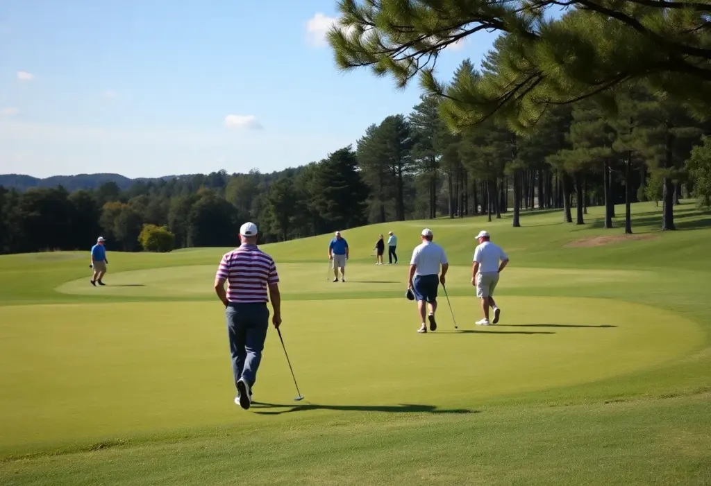 Golfers on a course facing slow play challenges
