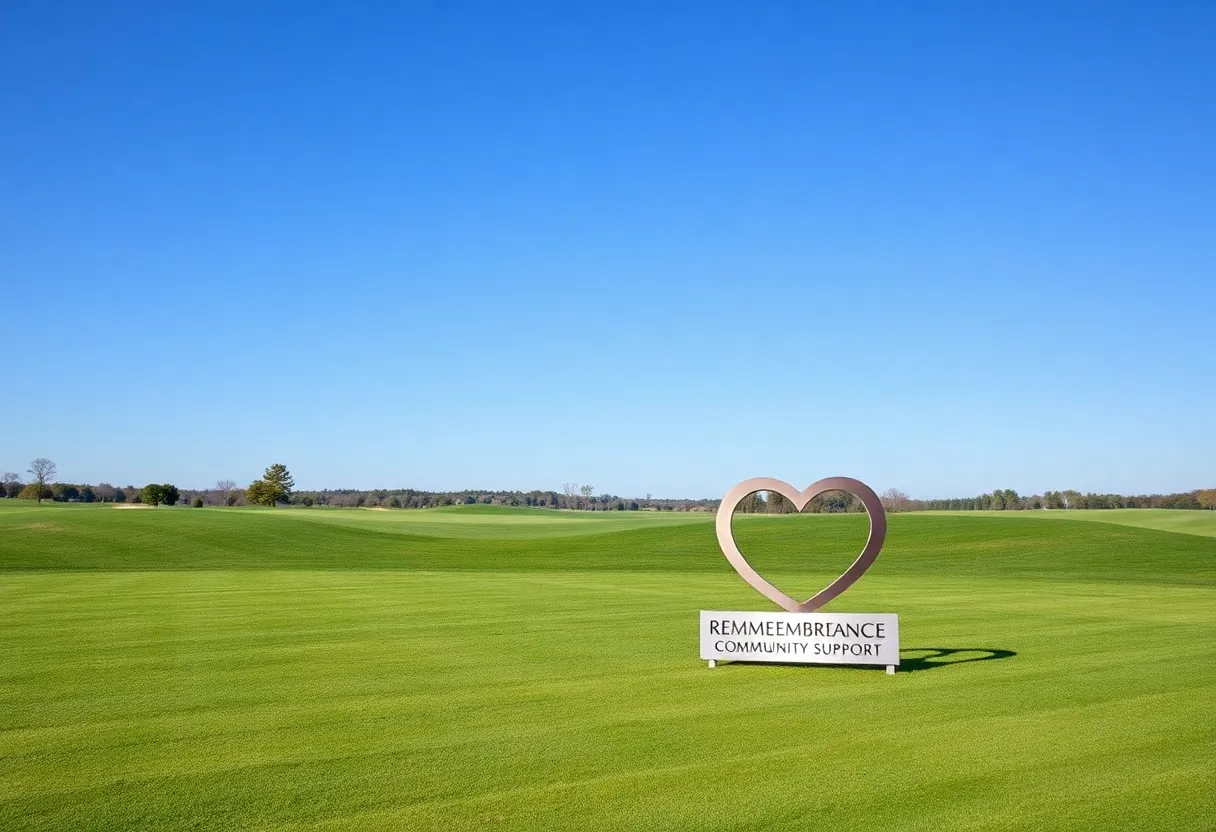 Golf course with a memorial steel structure for 9/11 victims