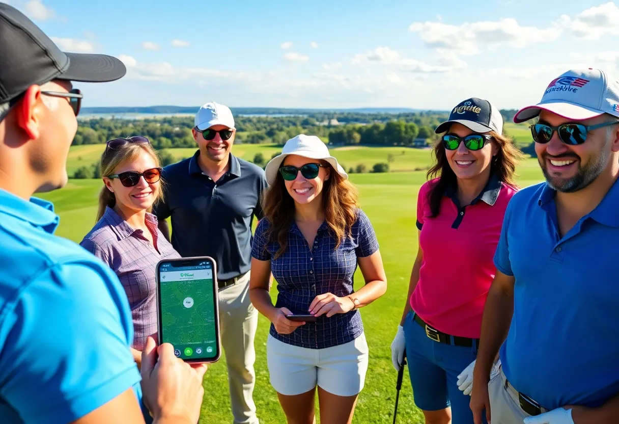 Golfers using the Golfshake App on a beautiful golf course