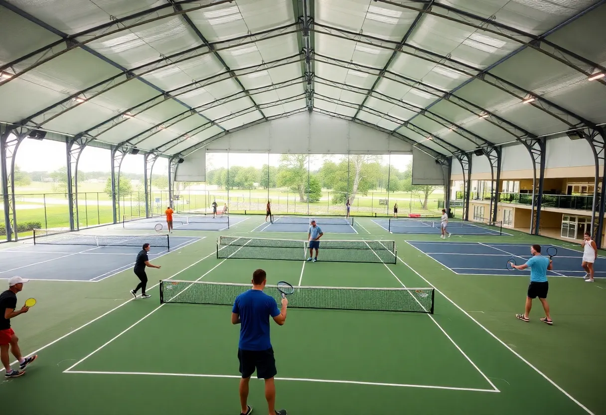 Indoor Racquets Dome featuring tennis and pickleball courts at The Club at Forest Ridge