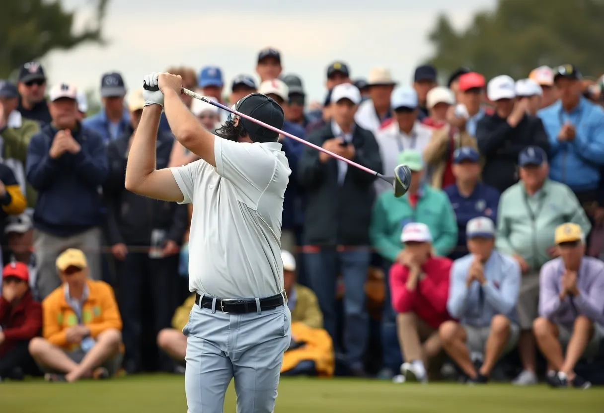 Bizarre moment of a golfer missing the ball during a swing