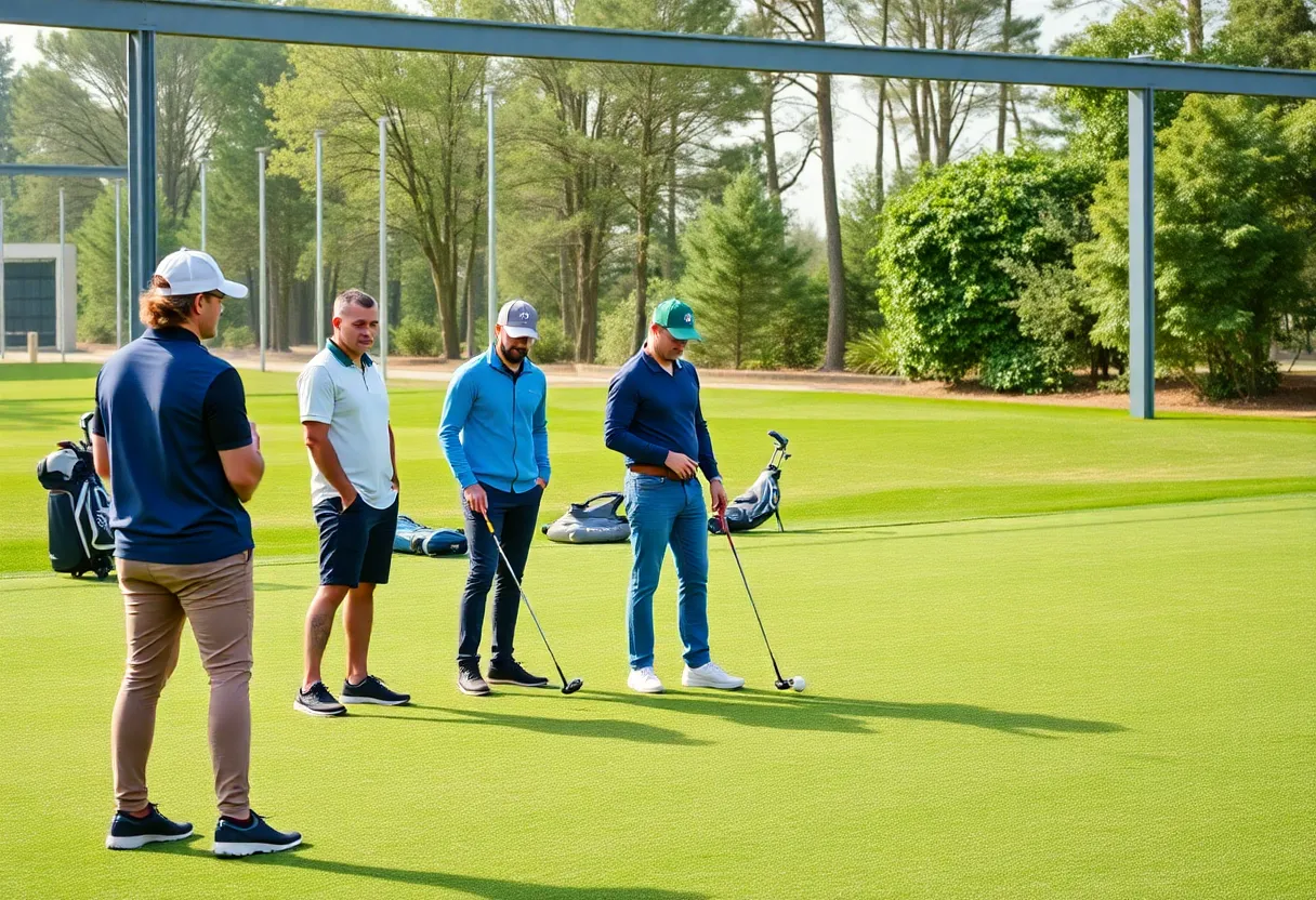 Students engaging in personalized golf instruction at an academy.