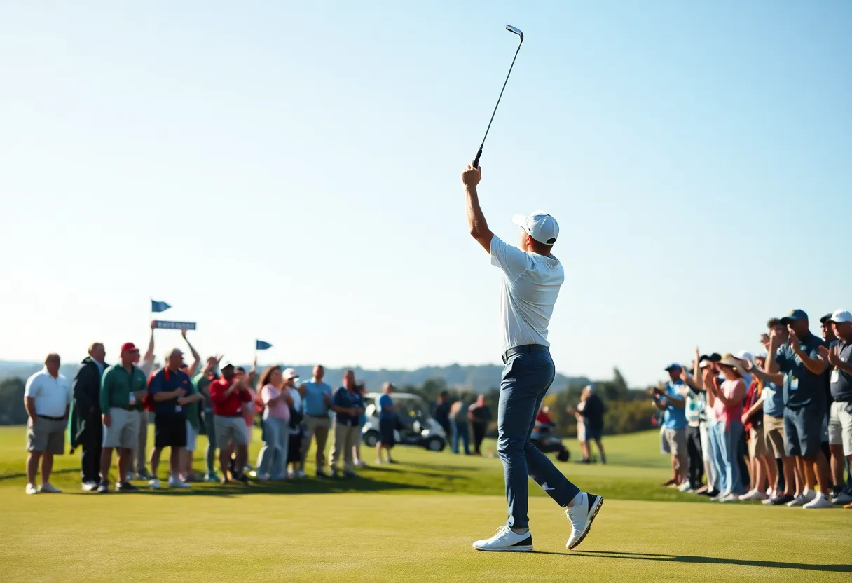 Golfer celebrating victory at the French Open