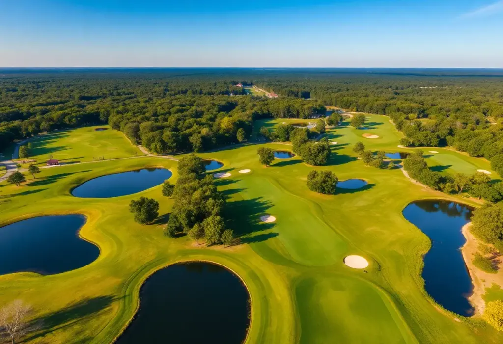Aerial view of a picturesque golf course in Mississippi
