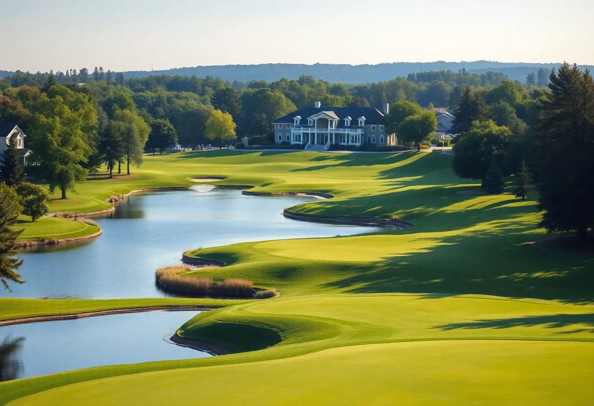 Aerial view of Montgomerie Maxx Royal Golf Course with lakes and fairways