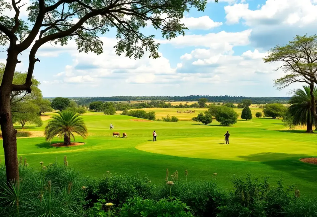 Golf course in Nairobi with wildlife in the background