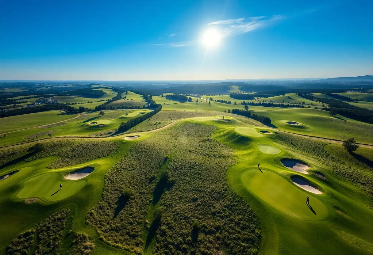 Aerial view of a golf course hosting the PGA Tour event in Austin