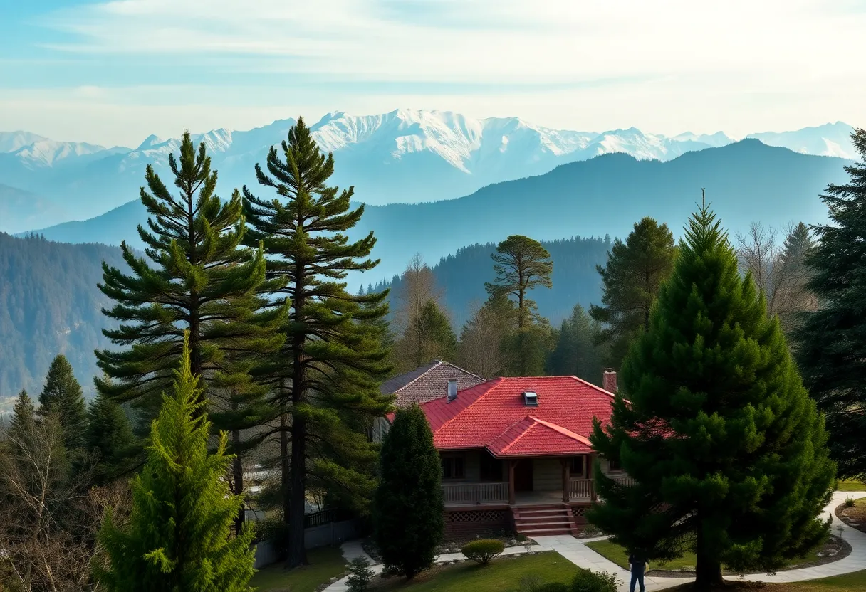 Breathtaking landscape of Ranikhet with snow-capped mountains