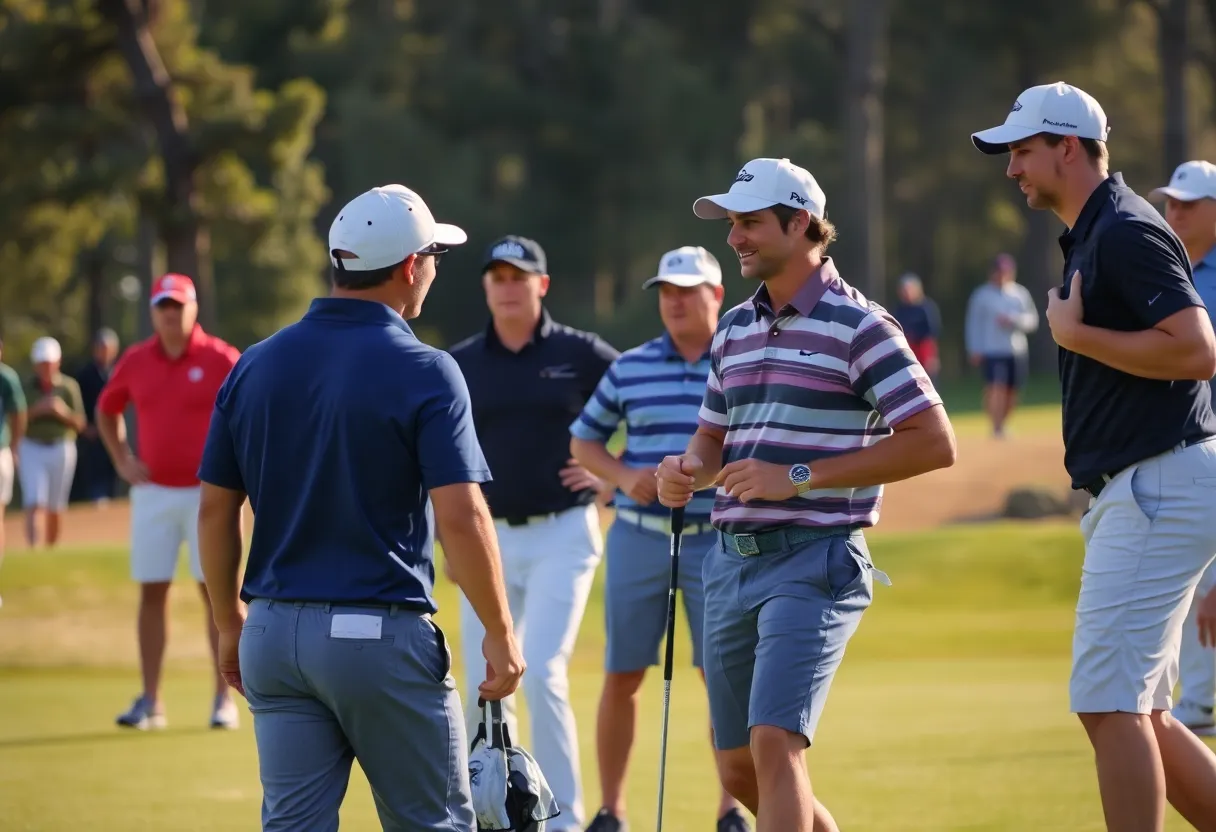 Golf players preparing for the Ryder Cup 2025