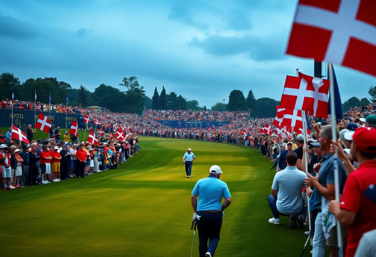Fans and players at the 2025 Ryder Cup golf tournament