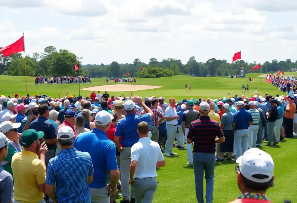 Spectators enjoying the 2025 Ryder Cup at Bethpage Black golf course