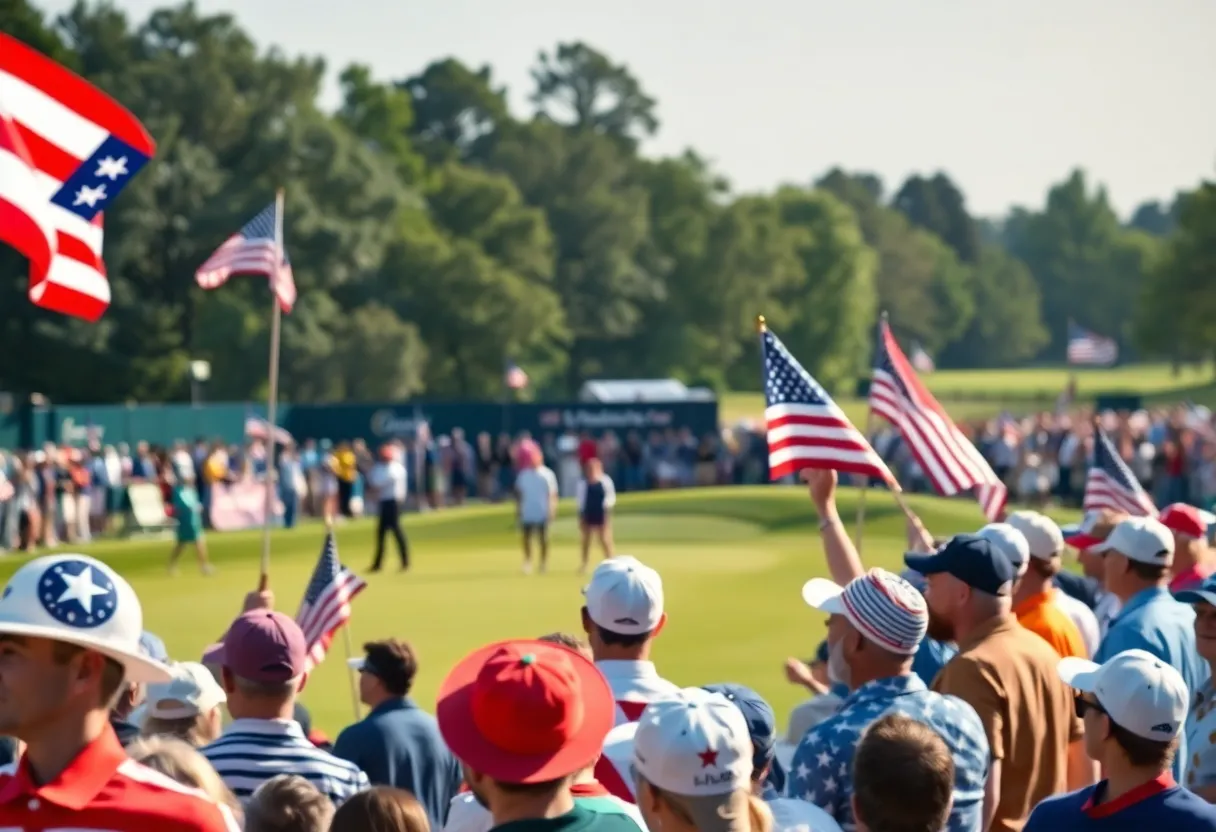 Spectators at Ryder Cup showing patriotic spirit