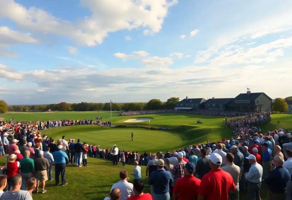 Golf fans at Bethpage Black during the Ryder Cup.
