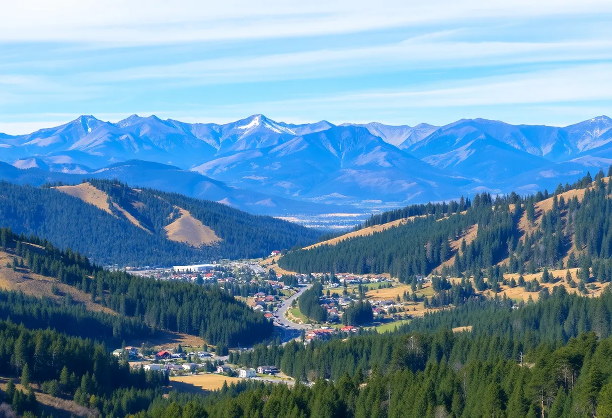 Breathtaking view of Sierra Nevada Mountains and charming towns