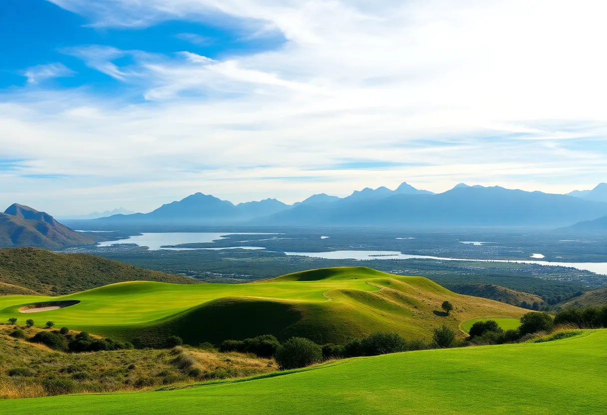 View of a top golf course in South Africa surrounded by scenic landscapes
