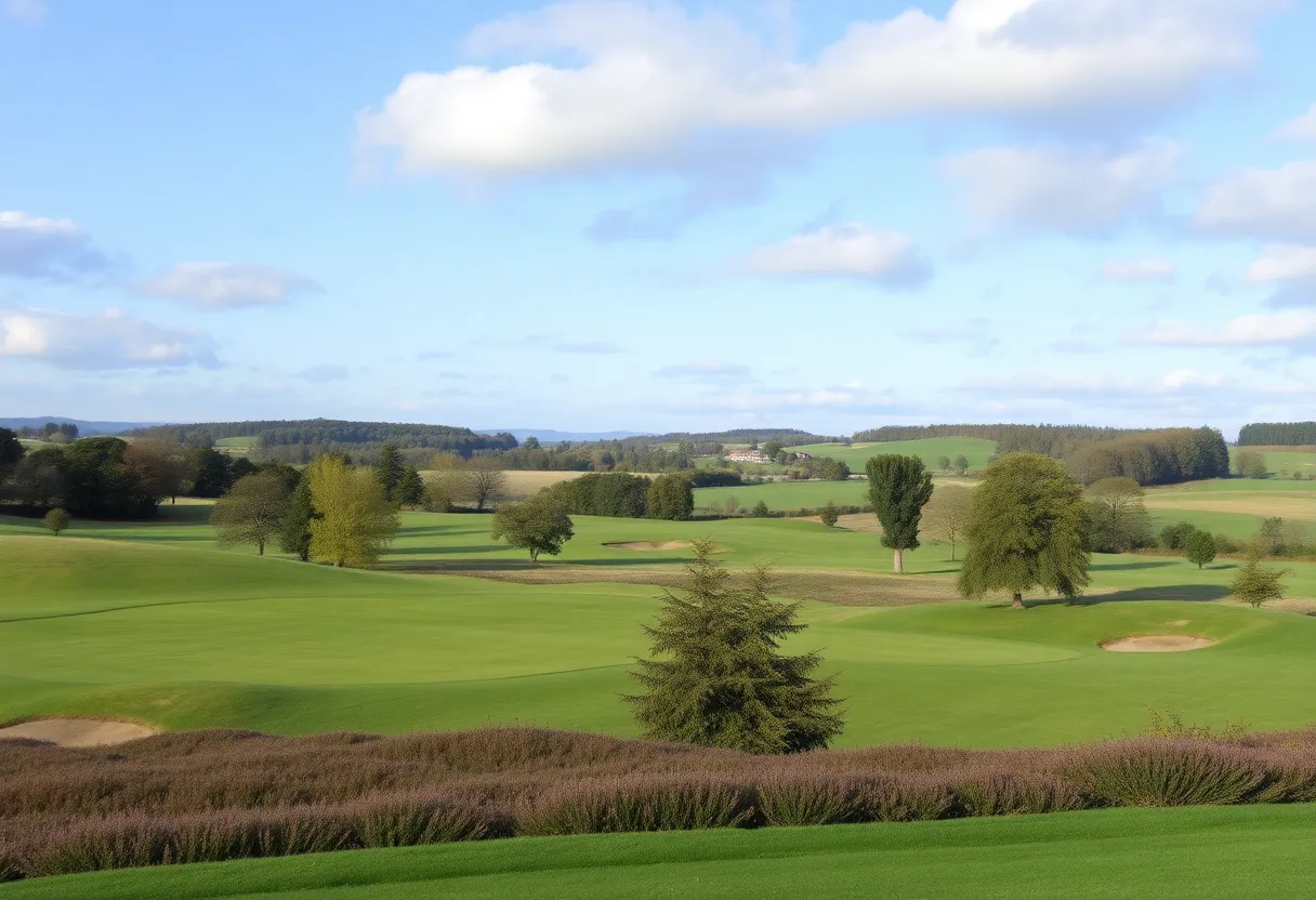 A beautiful view of Sunningdale Golf Club showcasing its lush fairways and natural scenery.