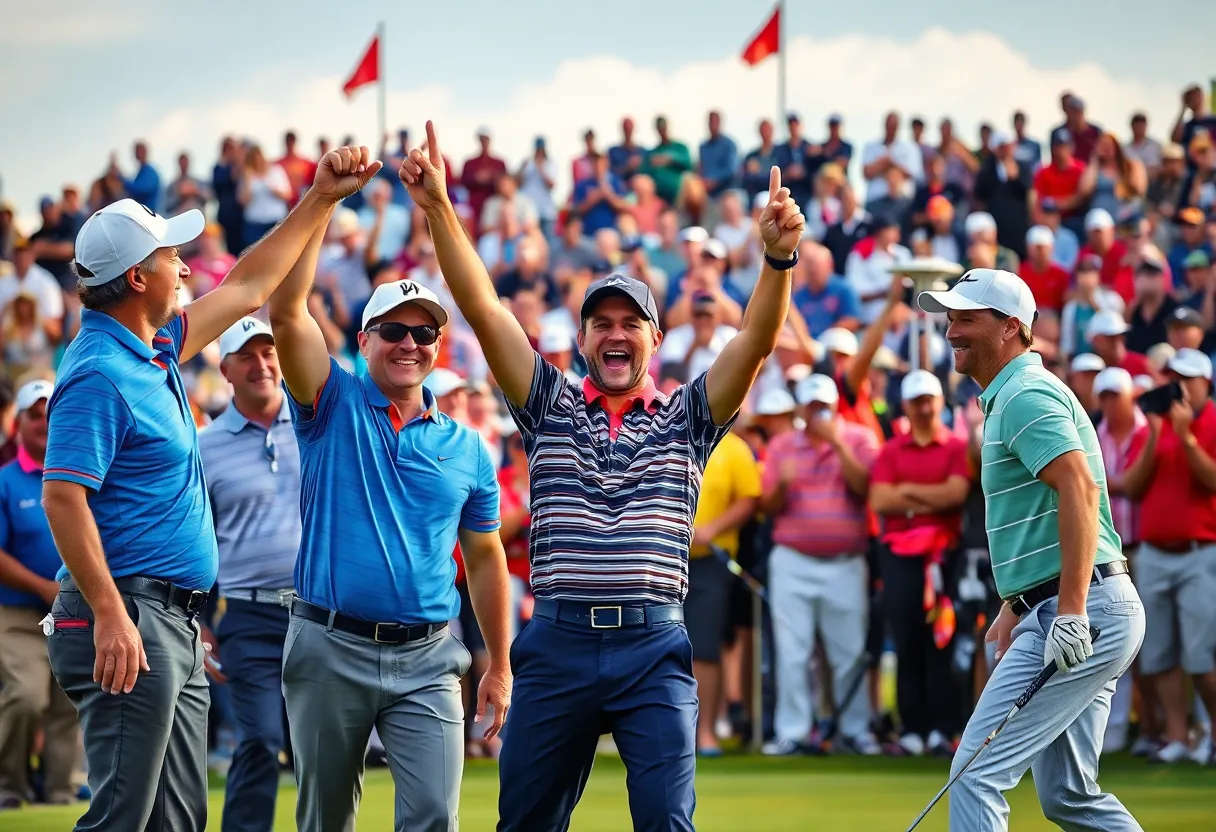 Celebration of Team Europe after winning the Ryder Cup