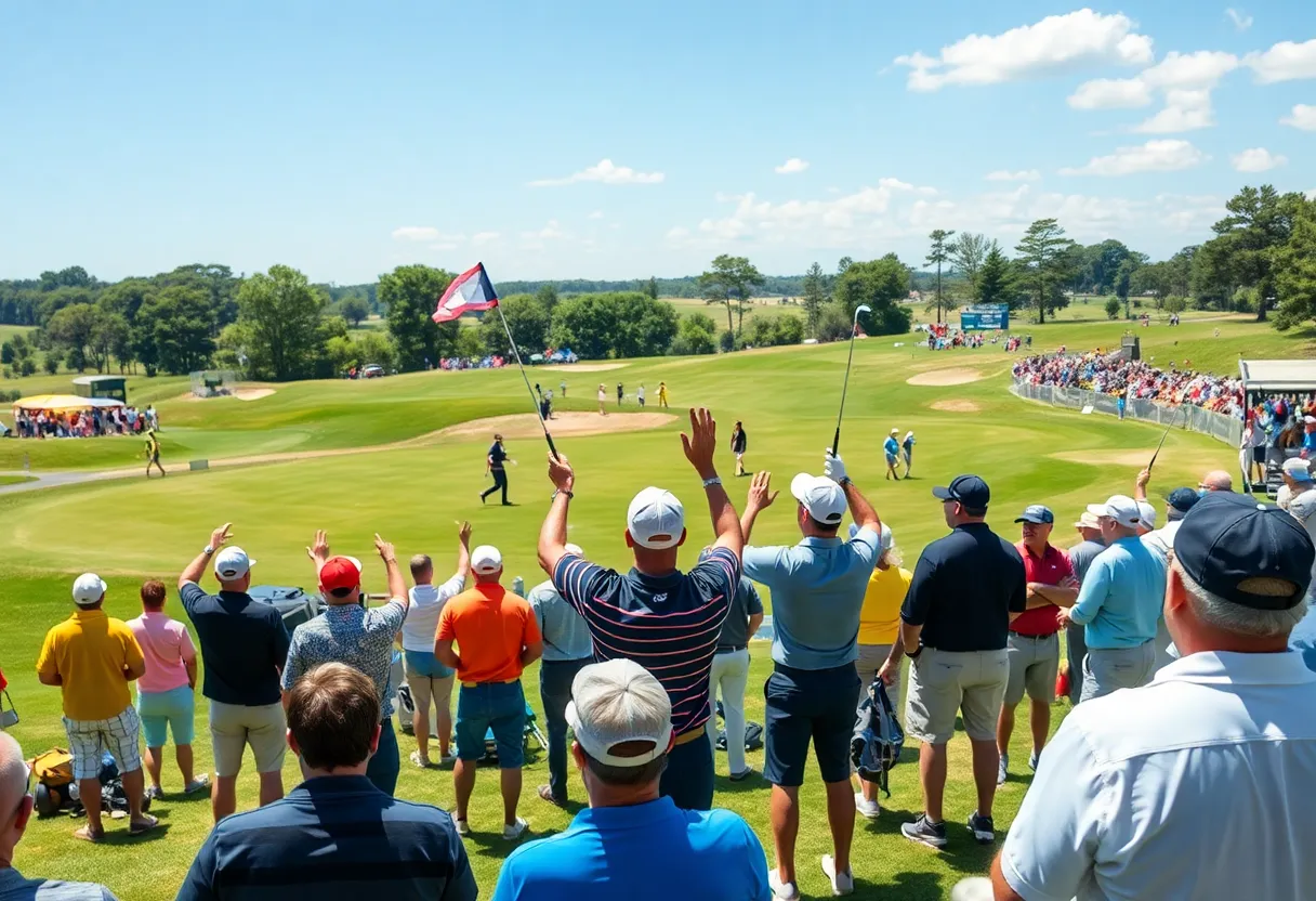 Players competing at The Drew golf tournament at East Lake Golf Club