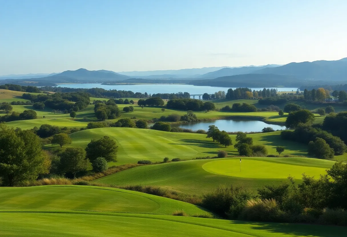 Lush greens and serene water features at Wentworth Golf Club