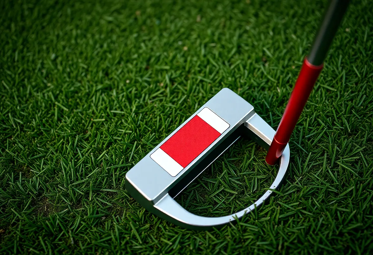 Reintroduced Wilson 8802 putter with red and white cover