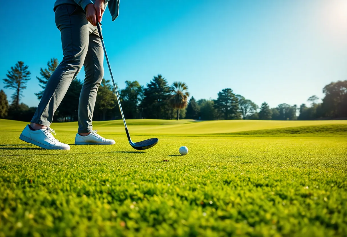 Golfer hitting the Wilson Staff Model X golf ball on a golf course