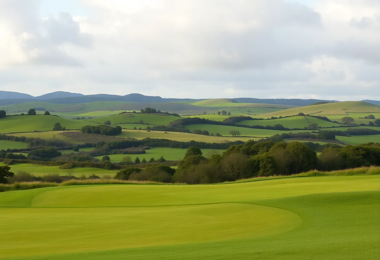 Lush landscape of Adare Manor golf course in Ireland
