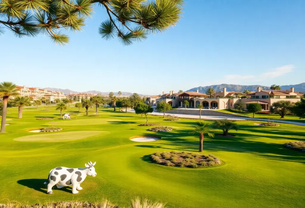 Modern golf course with character-themed holes in Spain