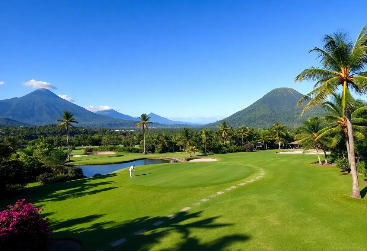 Luxurious golf course in Bali with lush landscapes.