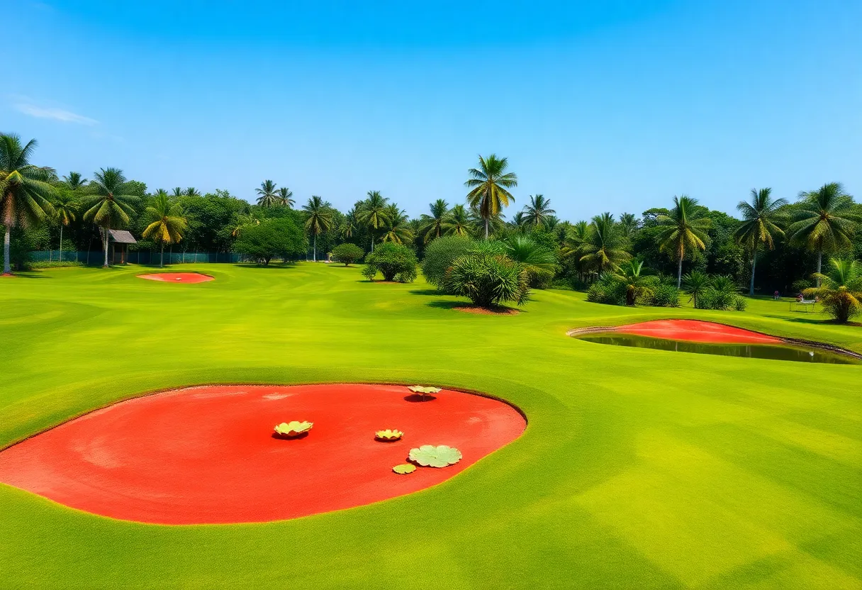 Scenic view of a golf course in Cambodia